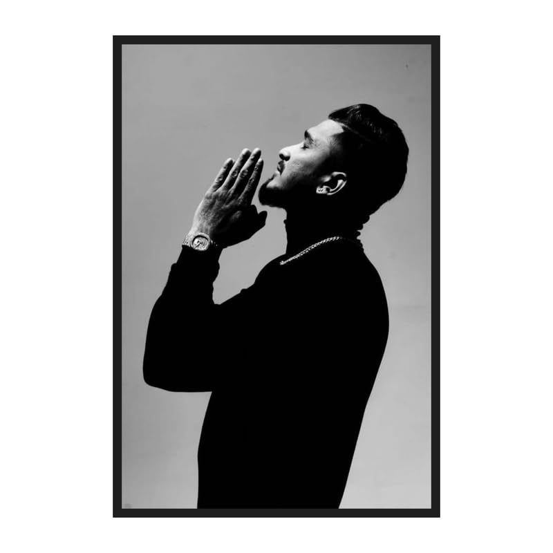 Framed Poster of Divine Rapper, Divine Wall Frame, Poster Size - 12 X 18 inches with 1 Inch wide Frame, Paper Thickness - 400 GSM, Frame Color - Black || EB ART FP 11597