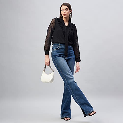 Image of Carlton London Women's Solid Polyester Blend Regular Fit Blouse