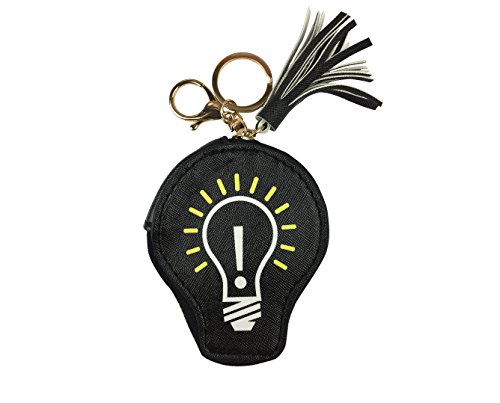 Preisvergleich Produktbild Emartbuy Pu Leder, Süße Mini Schlüsselanhänger Kette Halter, Geldbeutel, Reißverschluss-Tasche Wallet - Glühbirne - Schwarz