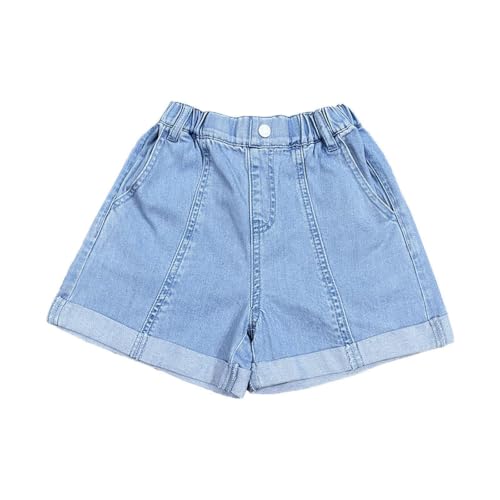 Pantalones cortos vaqueros para niña con dobladillo y cintura elástica