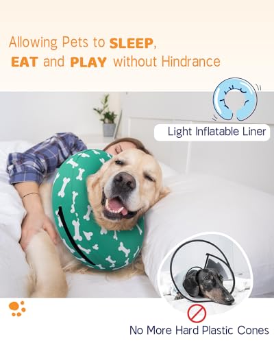 Image of Supet Inflatable Dog Cone Collar for Large Medium Small Dogs, Soft Cone Collar for Dogs Cats, ECollar Doggie Neck Donut Dog Cone Alternative After Surgery