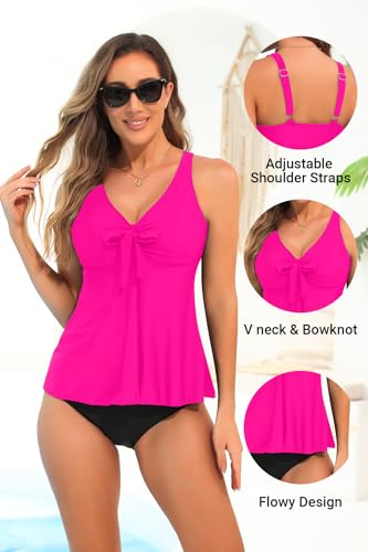 Image of Yonique Women's Flowy Tankini Top - Modest Swim Top with Loose Fit, No Bottom