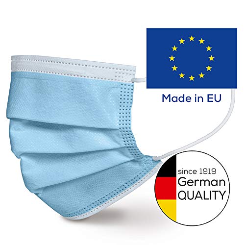 Beurer MM 15 OP-Maske Typ IIR, Made in EU, 3-lagige Medizinische Gesichtsmaske schützt Ihr Umfeld gegen Tröpfchen und Mikroorganismen, wärmeabsorbierend, 50 Stück