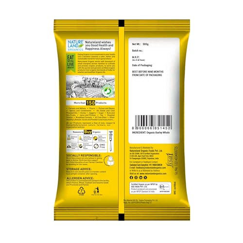 Image of Natureland Organics Barley Dalia 500 Gm - Organic Dalia (Pack of 3)