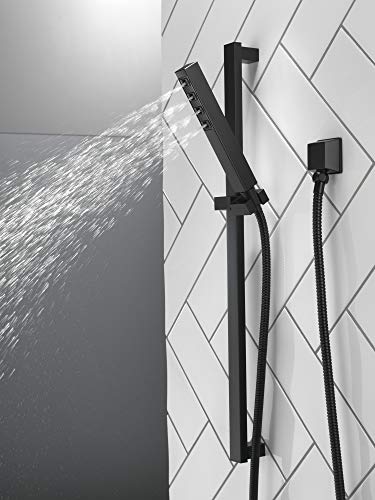 Delta Faucet Single-Spray H2Okinetic Slide Bar Hand Held Shower With Hose, Black Handheld Shower Head, Slide Bar Hand Shower, Handheld Shower, Detachable Shower Head, Matte Black 51567-Bl #TOP1