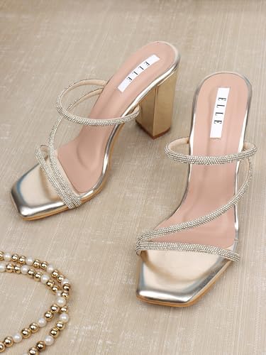 Image of ELLE Women's Embellished Block Heel Slip-On sandals