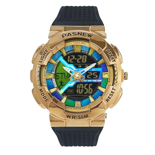 Image of PASNEW Boys' Watches - Dual Display, Large Dial Sport Watch, Black Outdoor Watch for Boys & Teens - Waterproof