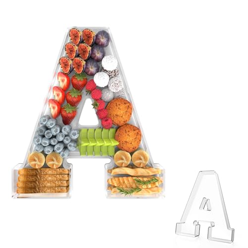 Tdsuco 11 Acrylic Letter Charcuterie Tray Charcuterie Letters Fillable Box for food Reusable Serving Cake Candy Dish Display Tray for Birthday Anniversary Party Decoration (Letter A)