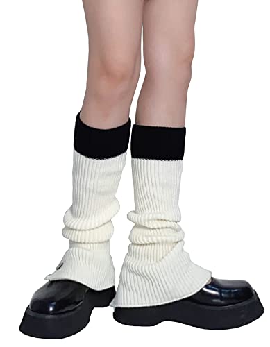 Image of WODECASA Girls Kawaii Leg Warmers Knitted Flared Leg Sleeves Goth Crochet Baggy Cuff Ankle Heap Socks