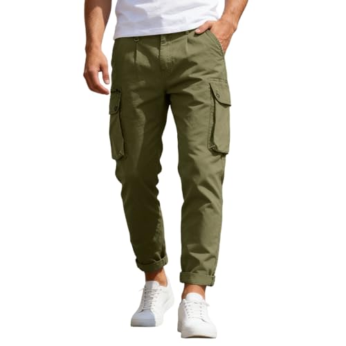 Pantalon chino en coton pour homme avec finitions soignées de style uni