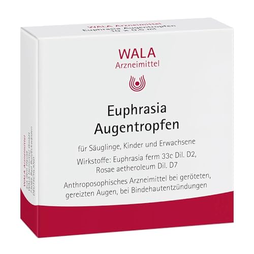 Euphrasia Augentropfen, natürlich wirksam bei geröteten, gereizten, tränenden Augen sowie bei allergischer Bindehautentzündung (z.B. bei Heuschnupfen), für Kontaktlinsenträger geeignet, 10 x 0,5 ml