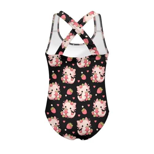Image of Girls One Piece Bathing Suit,Slim-Fit Ruffle Strap Swimsuit with Adjustable Strap Quick Dry Summer Beach Swim Suit