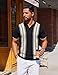 COOFANDY Mens Polo Shirts Striped Vintage Knit Polo Shirt Short Sleeve Old Money Clothes Retro Golf T Shirts