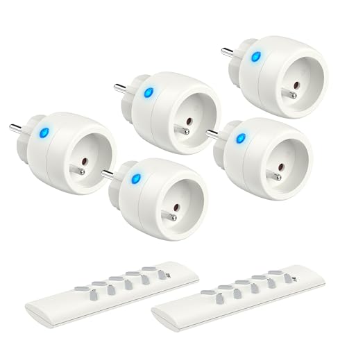 Prise Télécommande sans fil 2300W, 5 prises + 2 télécommandes
