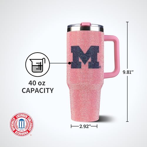 Image of The Memory Company Officially Licensed NCAA - University of Michigan 40oz Pink Bling Game Day Tumbler