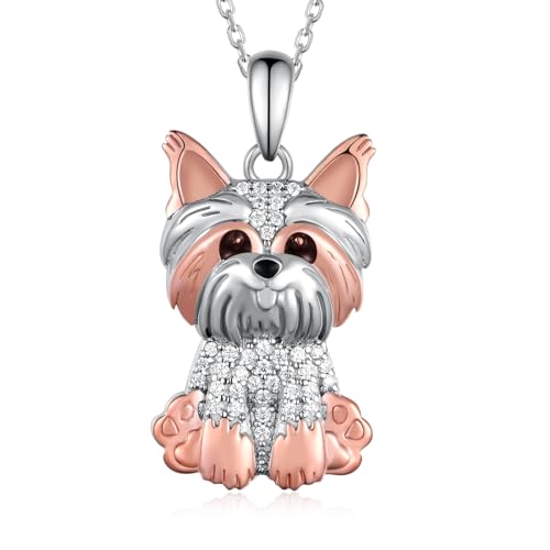 Yorkie/Pug/Maltese/Poodle/German Shepherd Necklace 925 Sterling Silver Dog Pendant Necklaces for Women Dog Jewelry Gifts for Women Dog Loves