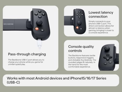 Image of BACKBONE One Mobile Gaming Controller (PlayStation Edition), Phone Controller for Android & iPhone 15 /16 /17 Series, 2nd Gen, Play Xbox, Fortnite, Call of Duty, With 3-Months Apple Arcade Access