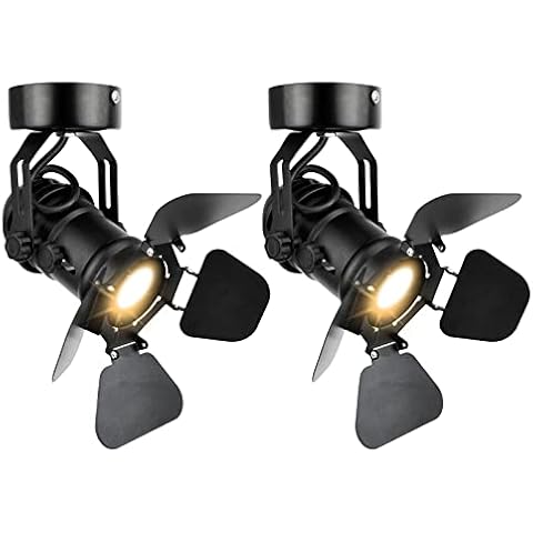 TISLYCO 2Pack Industrial Vintage Ceiling Spotlight Wall Lamp, Adjustable Track Lighting Barn Door Design Black Wall Lamp Indoor Spotlight Ceiling Spotlight for Hallway Stage Studio Theatre Cover