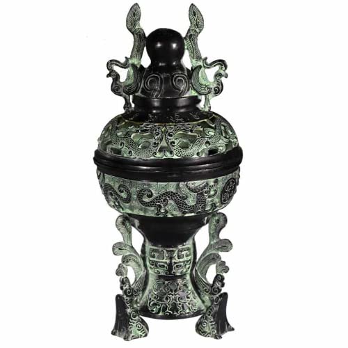 Brûleur d'encens antique en bronze 36 cm diffuseur grand format stable - 2
