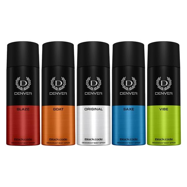 Denver Pack of 5 Deos (Black Code Original + Vibe + Blaze + Goat + Saxe) - 150ml Each-image-14