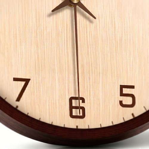 Image of STAR WORK Silent Non-Ticking Wall Clock 12 inch Inch Analog Clock & LCD Display | Calendar Date, Day, Temperature, Operated Decorative Clock for Living Room, Kitchen, Bedroom,Office (Cream Brown)