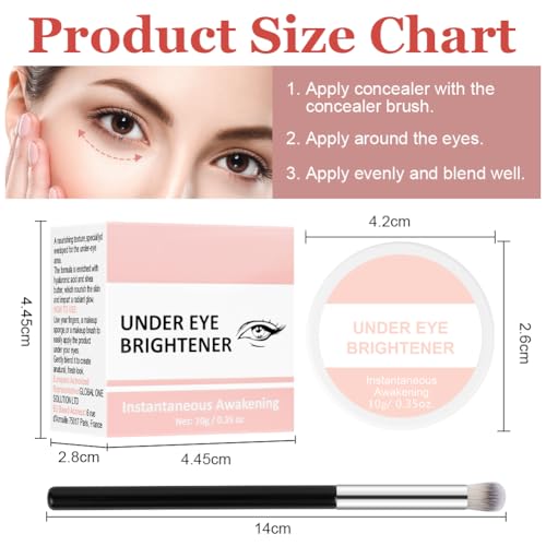 AUYAO Corrector Ojeras 10gr/0.35 oz., Corrector Maquillaje con 1 Brocha para Corrector, Under Eye Brightener, Correctores de Fórmula Ligera, Cubre Imperfecciones, Ilumina y Corrige Ojeras - imagen 3