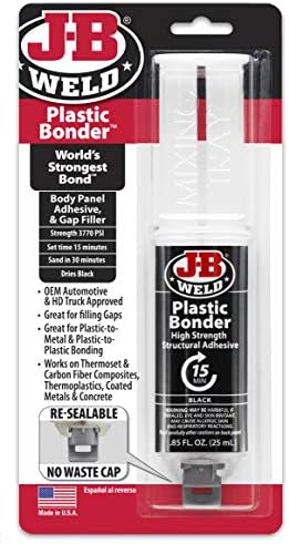 J-B Weld 50139 Plastic Bonder Body Panel Adhesive and Gap Filler Syringe - Black - 25 ml