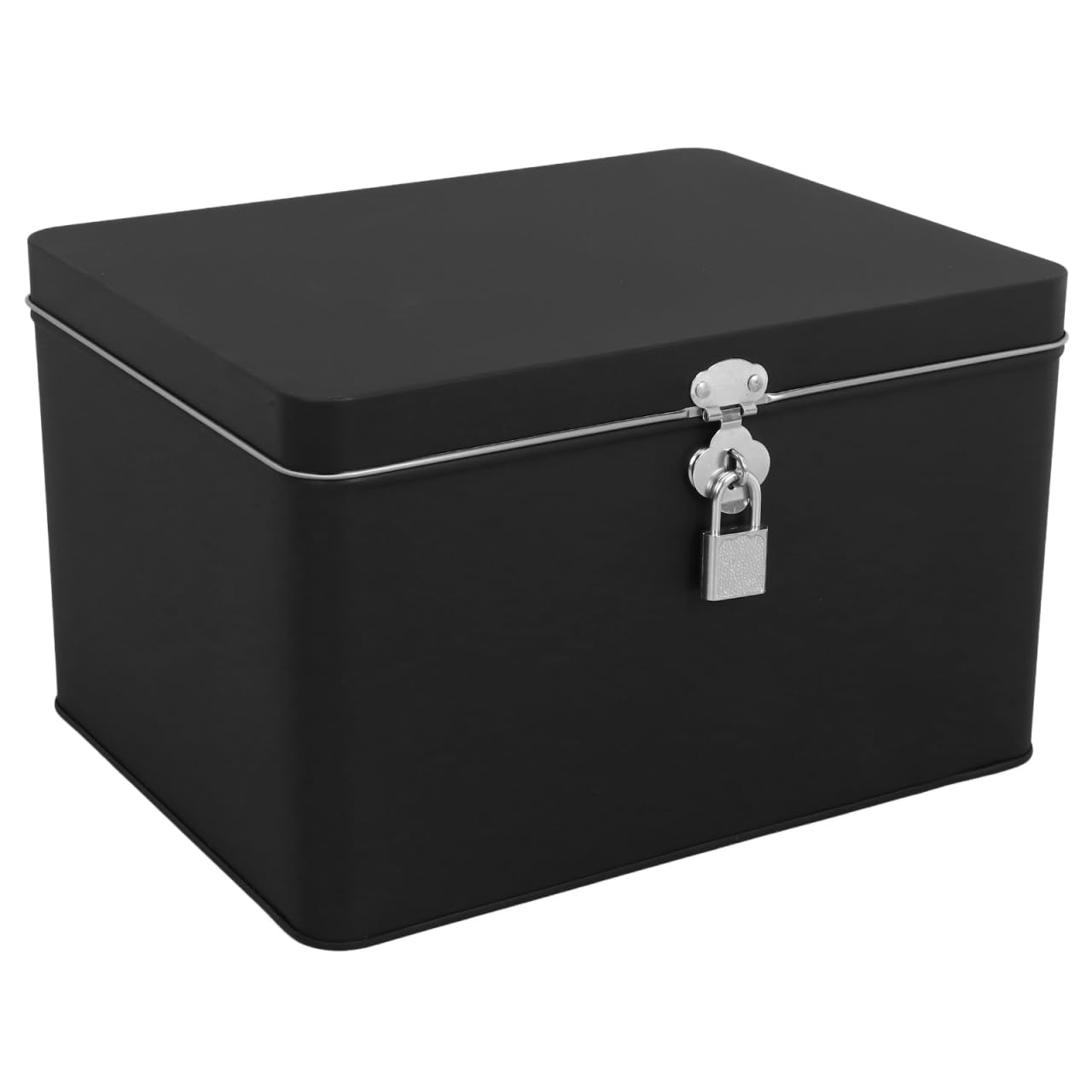 Boîte en métal noir avec serrure coffret rectangulaire de rangement sécurisé