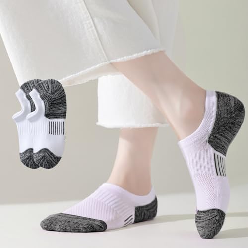 Image of EPEIUS Thick No Show Socks for Women Athletic Ankle Socks Cushioned Running Low Cut Non Slip Footies 3 /6 Pairs