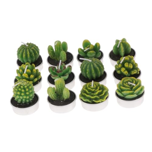 STOBAZA 12pcs Decorative Tealight Candles Realistic Plant Candles for Home Decor Weddings Parties Festivals Burn Smokeless Paraffin Wax Holders