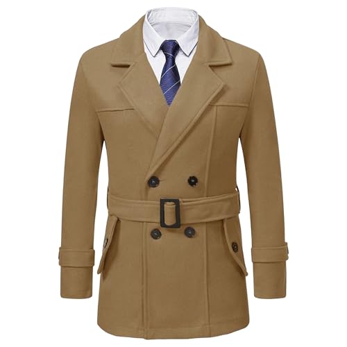Gabardina térmica para invierno de hombre abrigo contra el frío con cinturón