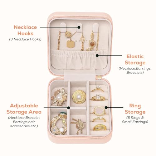 Image of Nibbler Pack of 2 Square Travel Jewellery Box for Women, Travel Earrings Organiser Box, Portable Jewellery Box Organisers for Rings, Earrings, Bracelets, Necklaces Decorative boxes