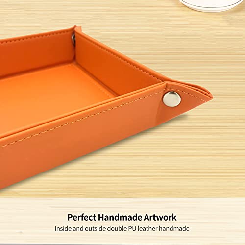 Image of YAPISHI Key Dish Bowl for Men, Entryway Catchall Holder Bedside Table Valet Tray for Pocket Stuff, PU Leather Nightstand Organizer for Dice /Coins /Wallet /Watch /Rings /Sunglasses, Dresser /Coffee Table