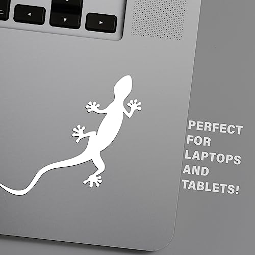 Image of Gecko Lizard Vinyl Decal Sticker (Two Pack)| Cars Trucks Vans Walls Laptops Cups | White |2 - 5.5 X 2.3 inches | KCD1506