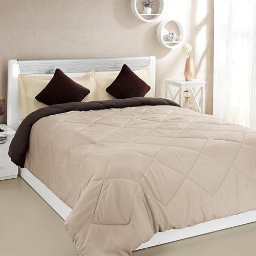 Image of Amazon Brand - Solimo Microfibre Reversible Comforter, Double (Subtle Beige & Walnut Brown, 200 GSM), 50 TC