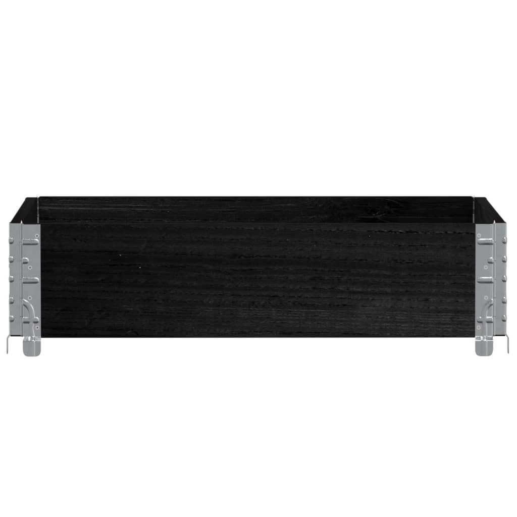 Jardinière Noire en Bois Massif de pin 80 x 60 x 21,5 cm, Pot Cache pour Balcon terrasse Jardin, bac Plante Pliable avec Drainage, réserve Eau et Coins métal galvanisé