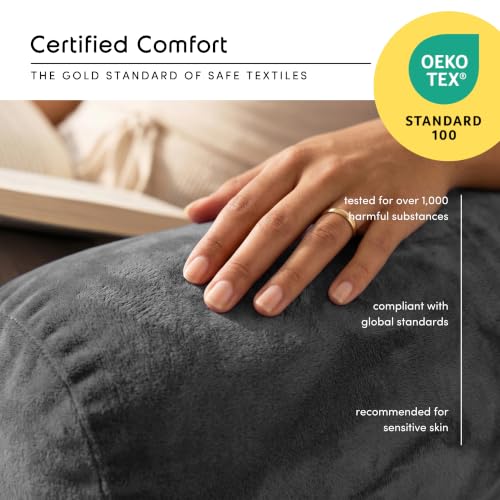 Image of Nestl Reading Pillow with Shredded Memory Foam Includes 2 Neck and Lumber Support Pillows, Designed for Sitting Up in Bed and Couch, Back and Arms Adjustable Support for Adult & Teens, Dark Grey