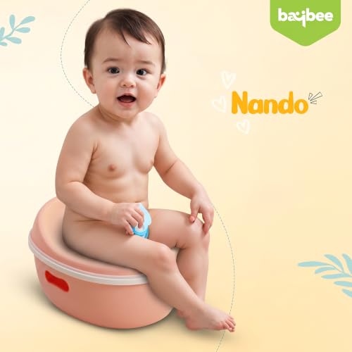 Image of Baybee 3 IN 1 Baby Potty Seat for Kids with Step Stool | Portable Potty Training Seat with Removable Tray & Non Skid Base | Baby Western Toilet Seat | Baby Toilet Chair for Kids 1 to 5 Years (Orange)