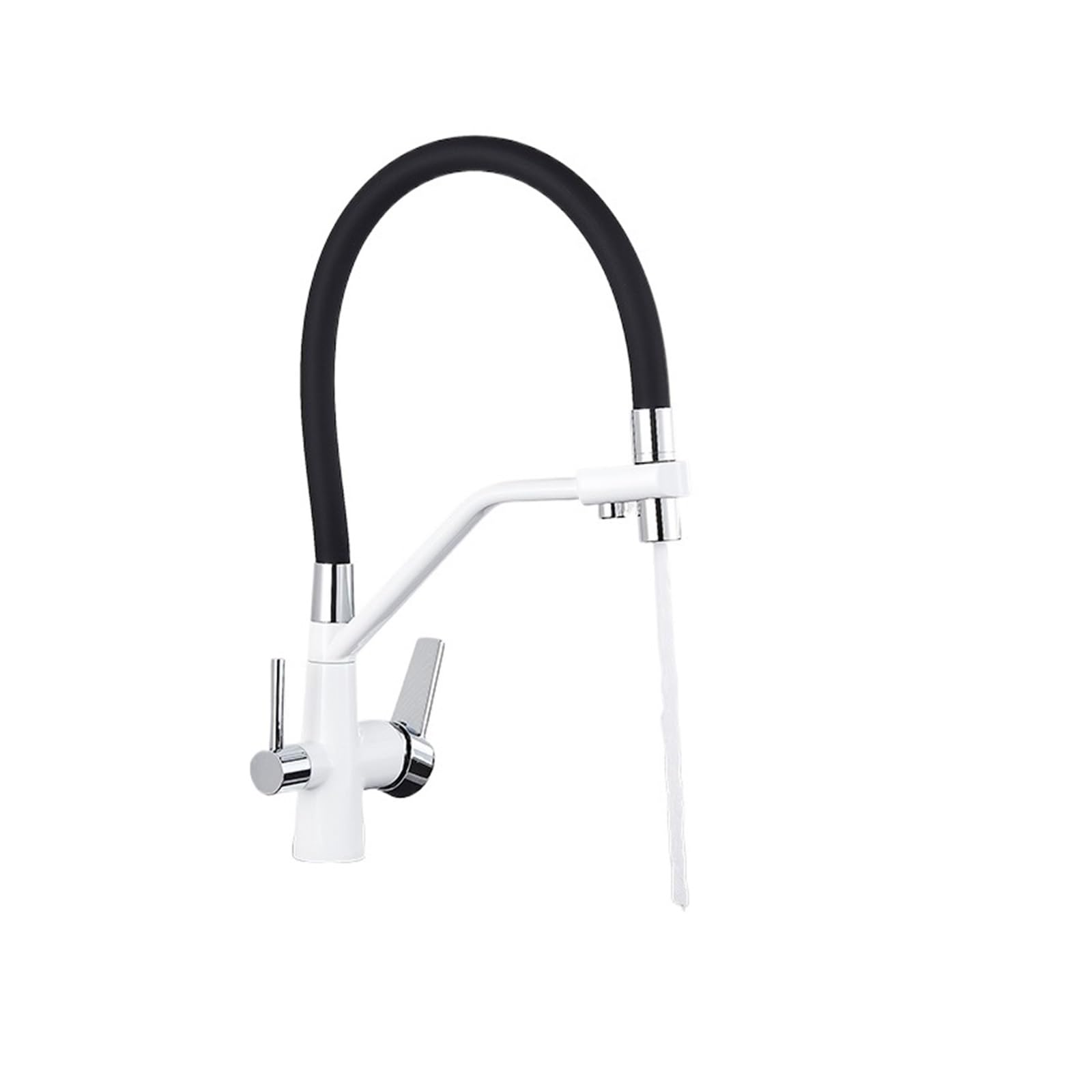 Kitchen Faucet, Filtered Kitchen Faucets, Purification Tap 360 Rotate Water Filter for Three Ways(A White Chrome)