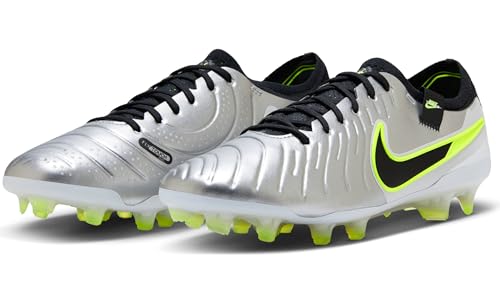 Nike Tiempo Legend 10 Elite Firm-Ground Low-Top Soccer Cleats (DV4328-001, Metallic Silver/Volt/Black) Size 8.52