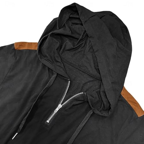 Cambkatl Men's Quarter Zip Hooded Sweatshirt Stylish Pullover Casual Long Sleeve Hoodies with Arm Zipper Pocket3