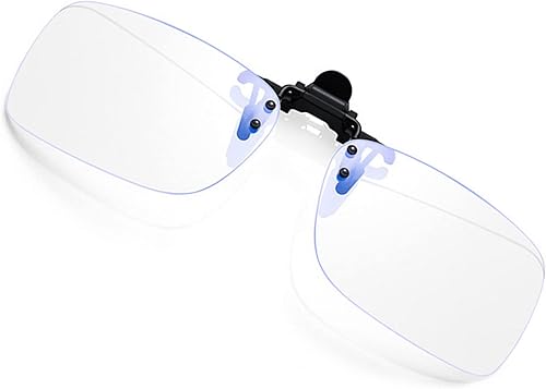 FF FRAZALA Lentes de lectura con clip con función de bloqueo de luz azul para lentes graduados con clip unisex (transparente, 4.0)