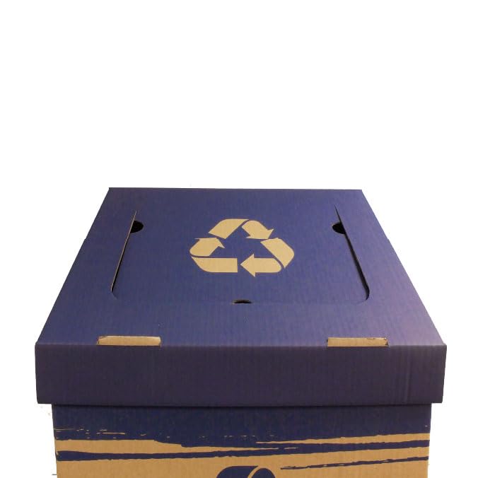 Papelera de Cartón Ecológica para reciclaje de Papel y Cartón. Capacidad 82L - Papelera de Reciclaje para Oficina en Casa - Azul - Fácil y Rápido Montaje (3)