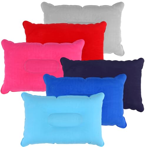 6 Pièces Oreillers Gonflables, Coussins Gonflable de Camping Ultralégers Oreillers, Coussin de Plage, Oreiller de Voyage, oreiller de plage, pour Voyage, Camping, Plein Air, Randonnée (34x22cm)