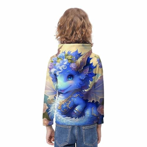Sweat à capuche enfant anti-décoloration pull 3D dragon résistant 12-14 ans - 4