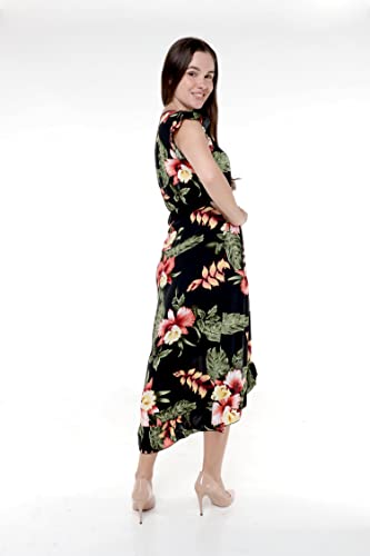 Image of Family Matching Hawaiian Clothes, Black Rafelsia | Lightweight 100% rayon • Family matching outfits • Beach vacations • Luaus • Cruises • Family photos