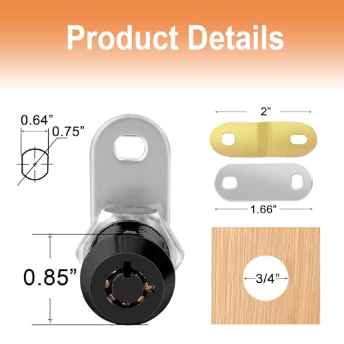 Image of RV Storage Door Lock Cams Lock with Key, 8pcs 1 Inch RV Compartment Locks keyed Alike for Toolbox, Camper, Trailer, Vending Machine Replacement Set with 16 Keys(8, Black 1 Inch)