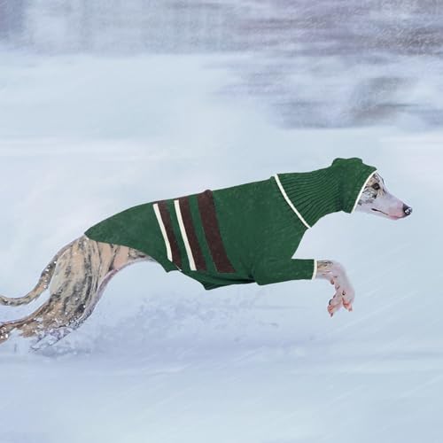 Whippet Mantel, Hundepullover Windhund Hundemantel Windhund Greyhound Sweater Weich Weihnachtspullover Whippet Kleidung Italienischer Windhund Jacke Hundeschlafanzug(Armeegrün, S)