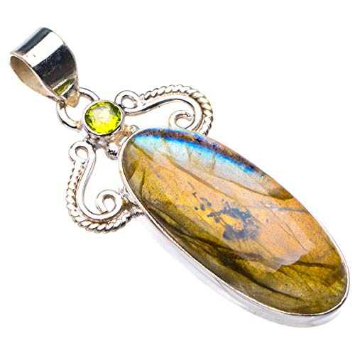 Pendentif fait main en argent et labradorite un cadeau vintage unique