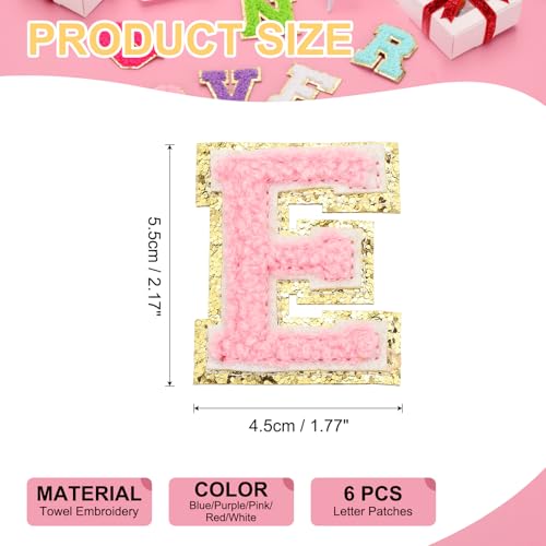 Initial letter E autocollant patch 6 pièces multicolores de 2,2 pouces - 3